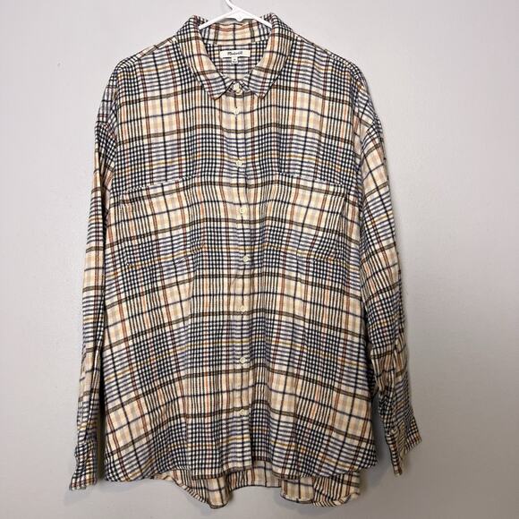 Madewell Womens Flannel Sunday Shirt in Belmont Plaid Plus Size 3X - Picture 4 of 15